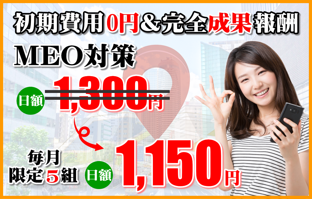 毎月限定特別価格MEO対策の日額1,150円